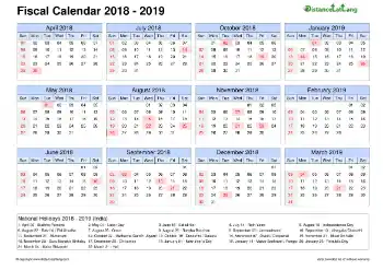 Fiscal Calendar Vertical Outer Border Sun Sat Holiday India 2018 2019
