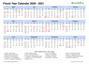 Fiscal Calendar Vertical Outer Border Sun Sat Holiday India Landscape 2020 2021