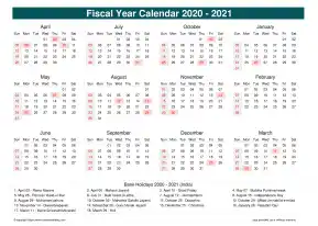 Fiscal Calendar Vertical Week Underline With Month Split Sun Sat Holiday India Cool Blue Landscape 2020 2021