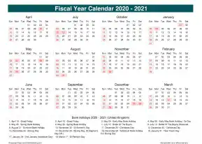 Fiscal Calendar Vertical Week Underline With Month Split Sun Sat Holiday Uk Cool Blue Landscape 2020 2021