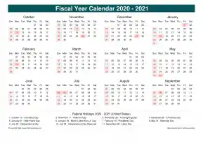 Fiscal Calendar Vertical Week Underline With Month Split Sun Sat Holiday Us Cool Blue Landscape 2020 2021