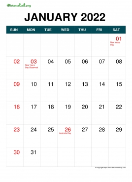 Holiday Calendar Month On Each Page Blue Sun Sat Portrait 2022 Australia