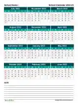 Indian School Calendar Three Col July Jun 2022 23