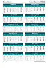 Indian School Calendar Two Col July Jun 2022 23