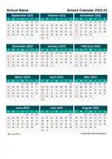 Uk School Calendar Three Col Sep Aug 2022 23