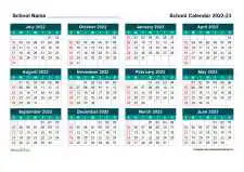 Us School Calendar Four Col July Jun 2022 23