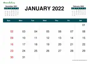 Yearly Calendar One Month Each Page With Grid Pre Next Month Top Landscape 2022