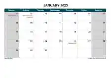 Yearly Calendar With Australia Holiday Sun Sat Landscape 2023