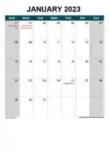 Yearly Calendar With Australia Holiday Sun Sat Portrait 2023