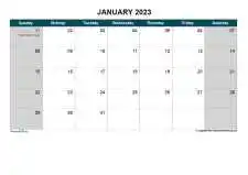 Yearly Calendar With Denmark Holiday Sun Sat Landscape 2023