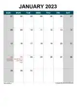 Yearly Calendar With Malaysia Holiday Sun Sat Portrait 2023