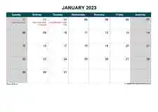 Yearly Calendar With New Zealand Holiday Sun Sat Landscape 2023