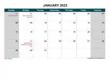 Yearly Calendar With Singapore Holiday Sun Sat Landscape 2023